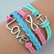 Armband infinity groen roze blauw